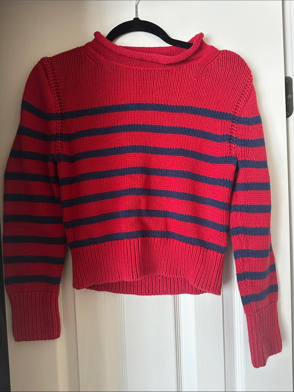 J. Crew Red Sweater with Navy Stripes